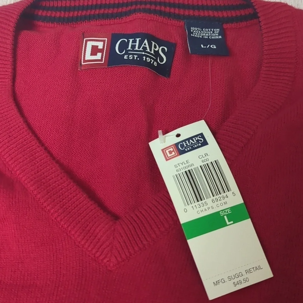 Chaps Classic Fit Fine-Gauge Sweater Vest Men's Size L NWT MSRP $49.50